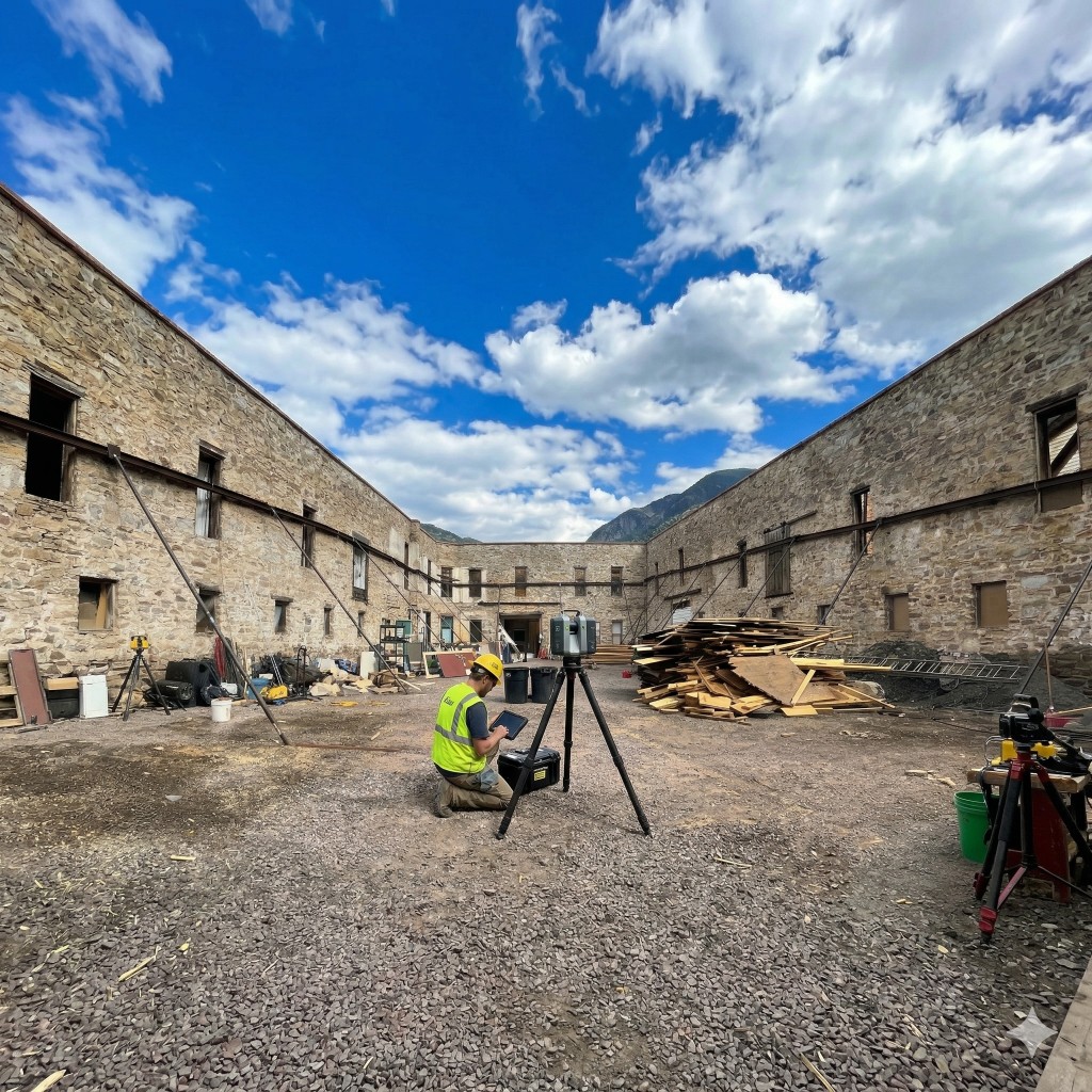 Laser scanning at a historic courtyard renovation